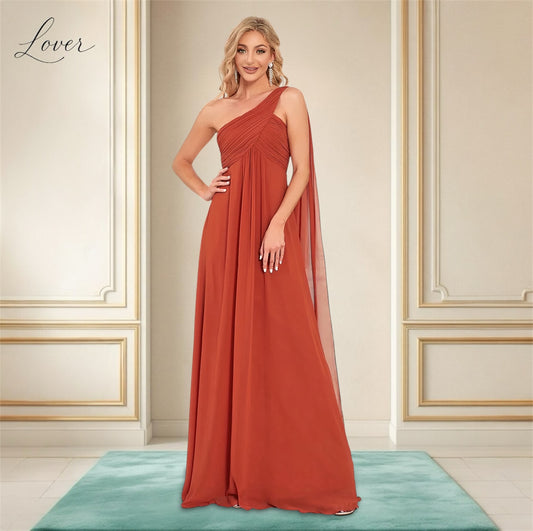 Vestido terracota de un hombro