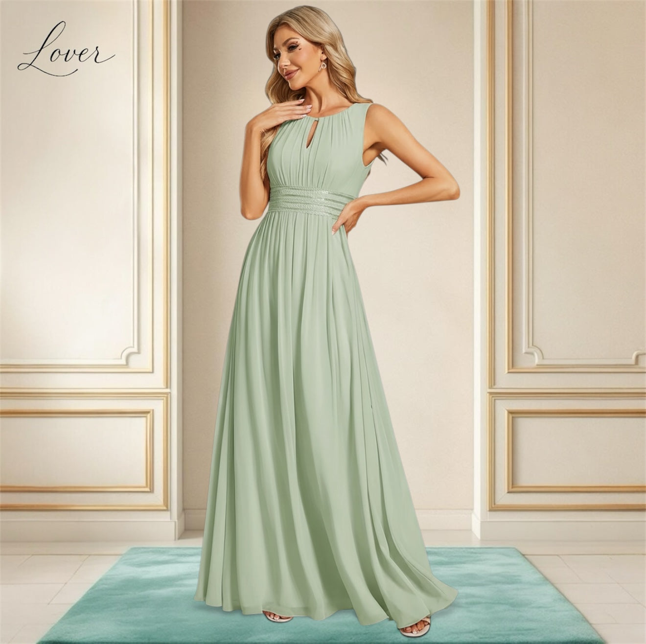 Vestido verde menta halter