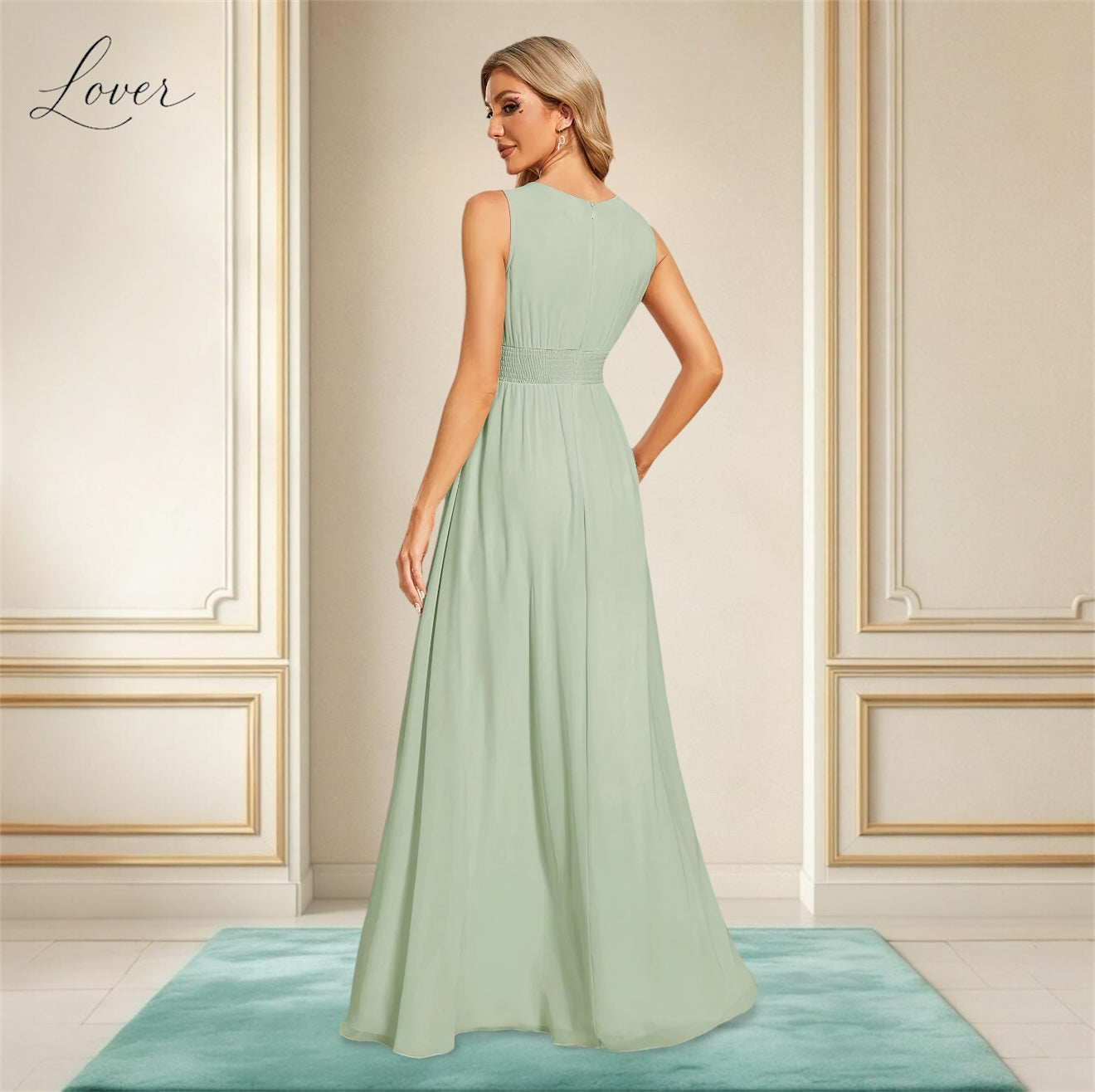 Vestido verde menta halter