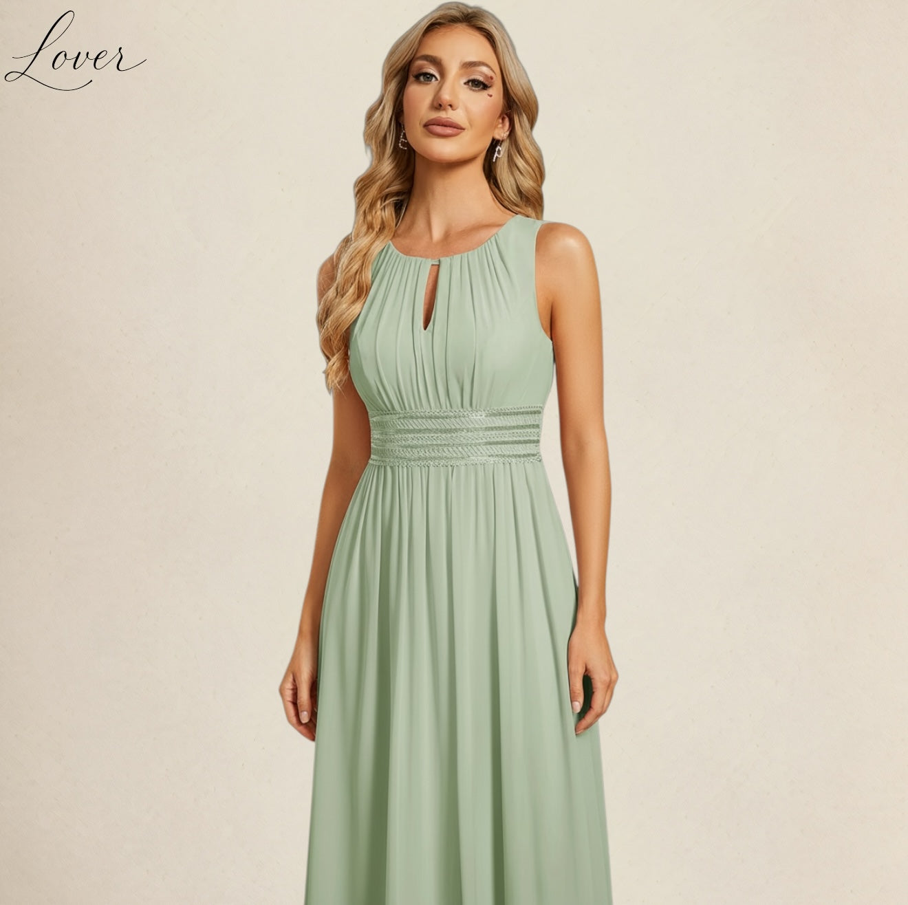 Vestido verde menta halter