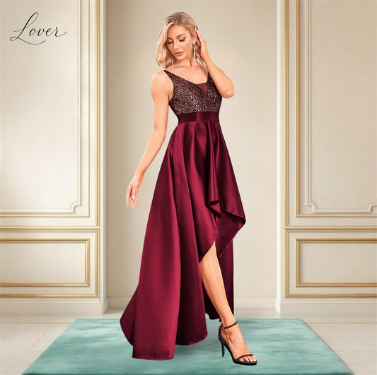 Vestido vino asimétrico