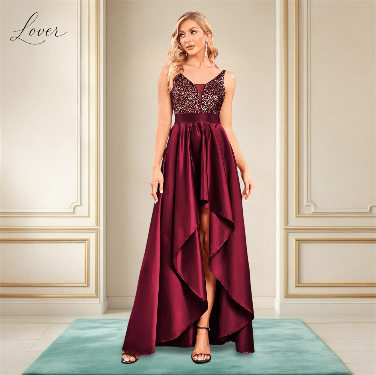 Vestido vino asimétrico