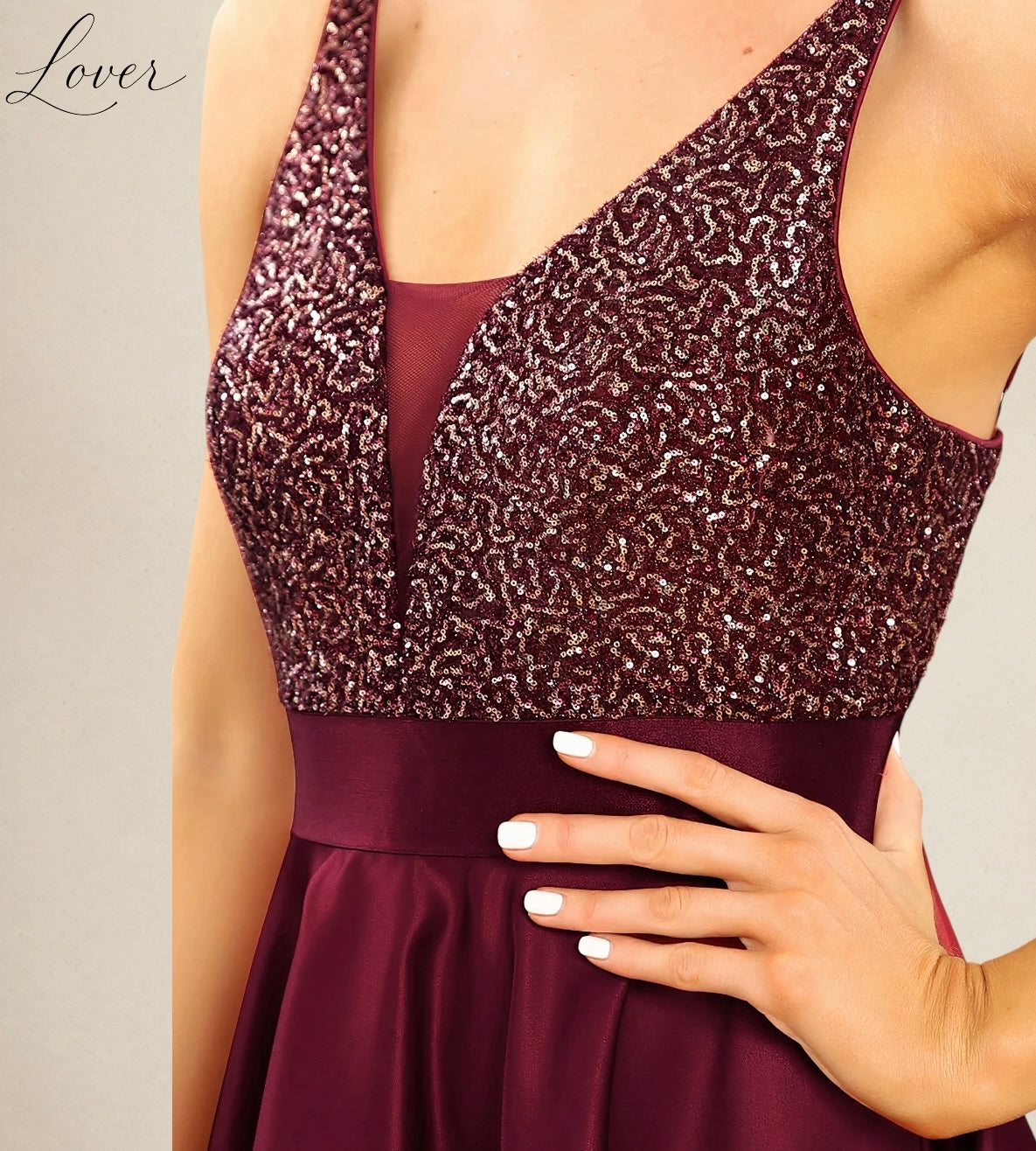 Vestido vino asimétrico