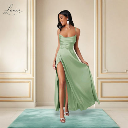 Vestido verde pale de satin