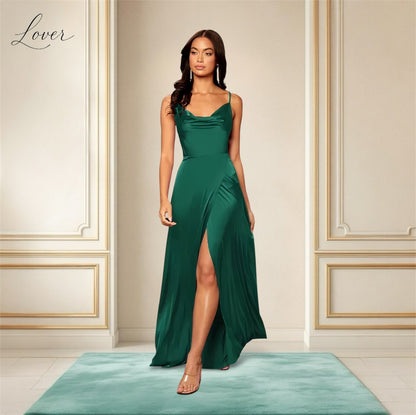 Vestido verde esmeralda de satin