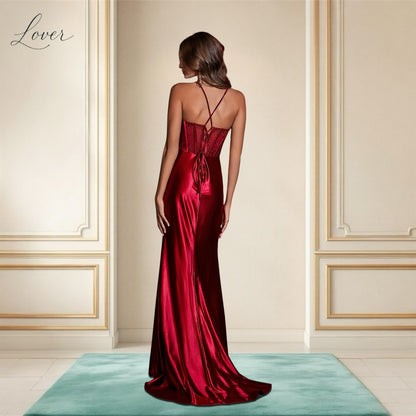 Vestido vino de corset con brillos en top