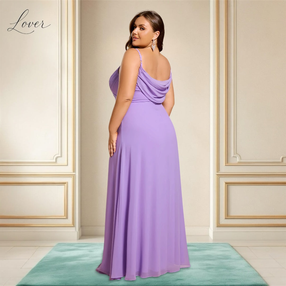 Vestido lila de tirantes con espalda cowl