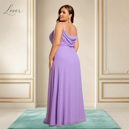 Vestido lila de tirantes con espalda cowl