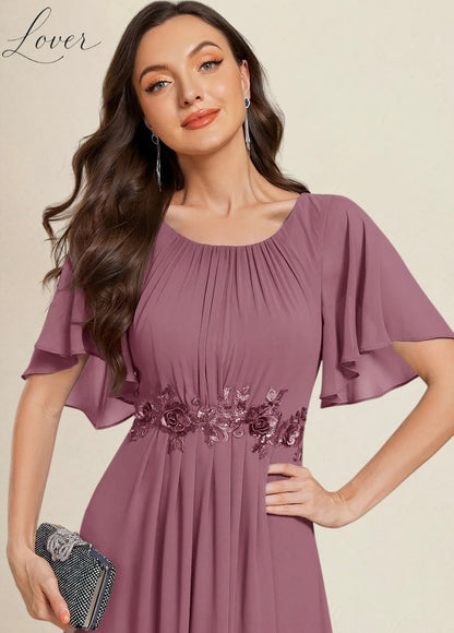 Vestido mauve halter de manga