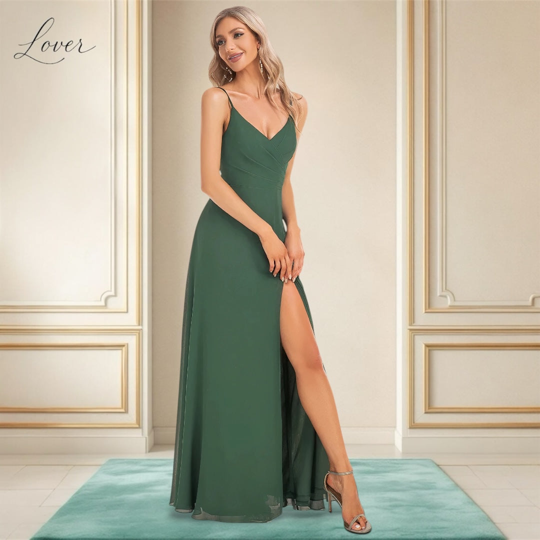 Vestido verde eucalipto de tirantes sencillo
