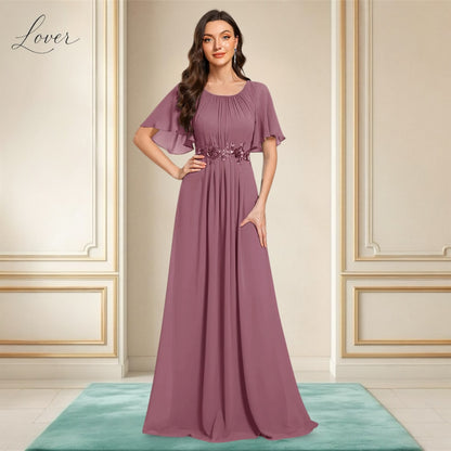 Vestido mauve halter de manga