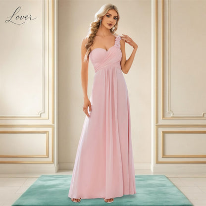 Vestido rosa con tirante de flores