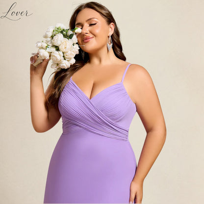 Vestido lila de tirantes con espalda cowl