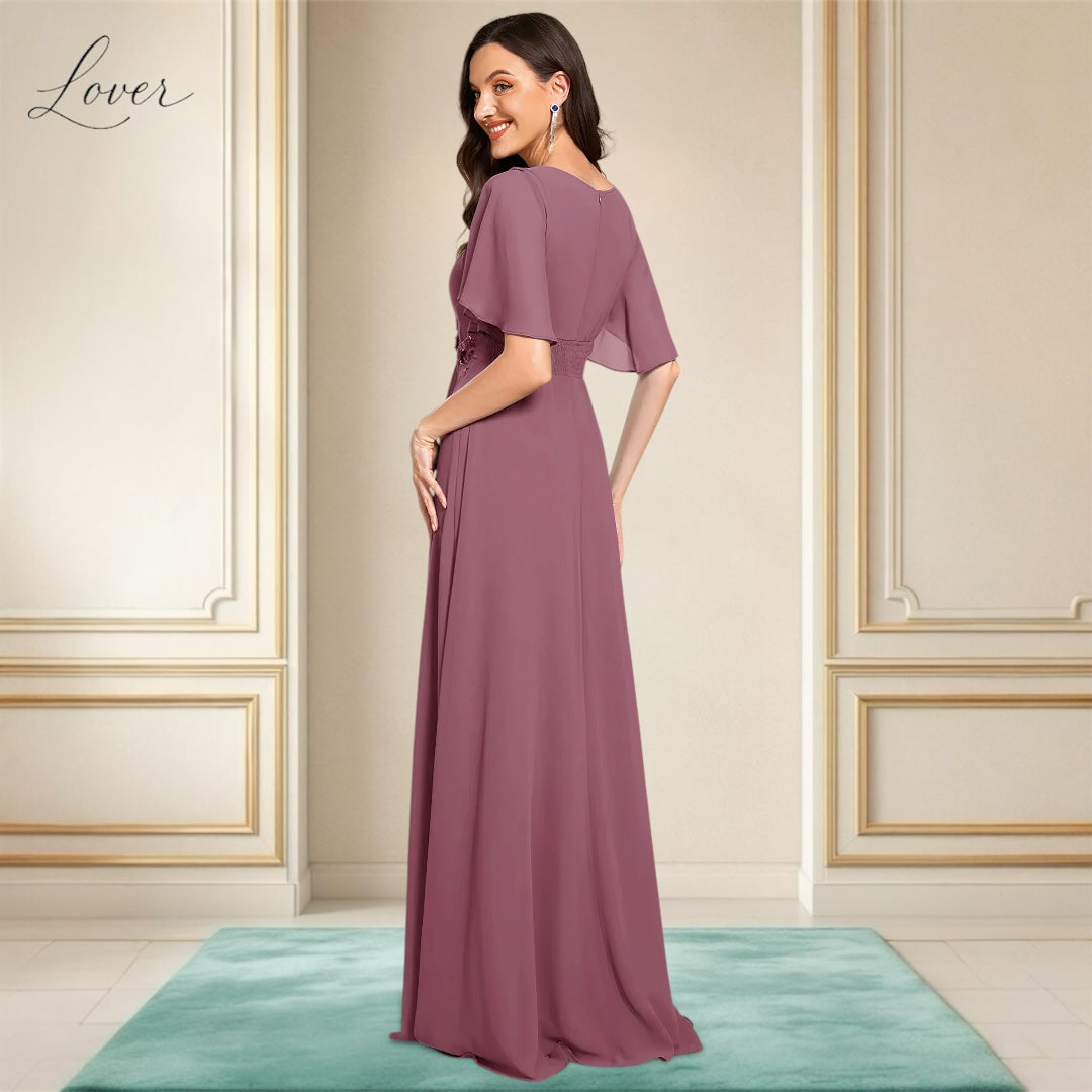 Vestido mauve halter de manga